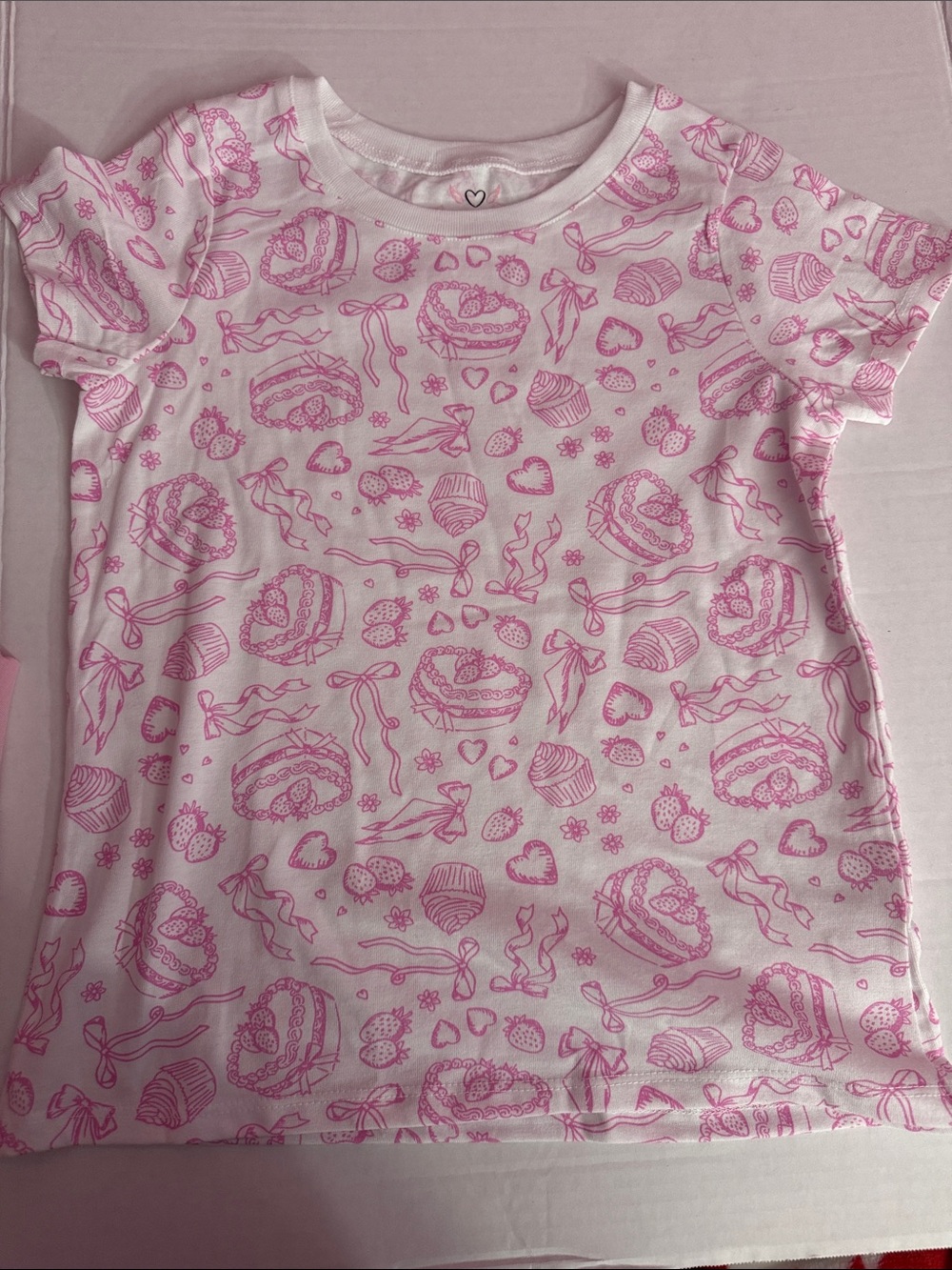 Girls' White & Pink Short Sleeve Tee - Sweet Treats Print